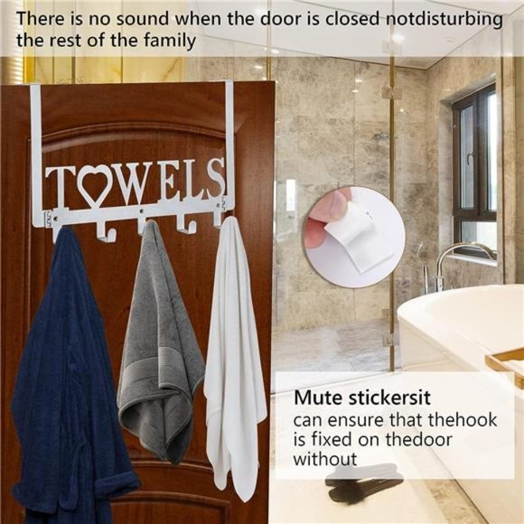 Over The Door Towel Rack Metal Bath Towel Holder Hanger for Bathroom Bedroom - Picture 5 of 6